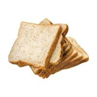 pão integral cru, torrada premium, torção fatiada, corte isloated no fundo branco foto