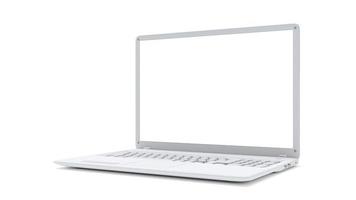 vista frontal da tela vazia do laptop branco. foto