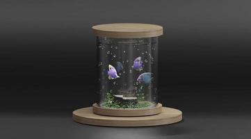 3d renderização de aquário de peixes foto