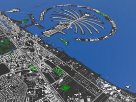 vista superior da cidade grande. ilustração em design gráfico casual. fragmento de renderização 3d dubai foto