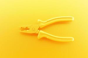 Ilustração 3D de uma ferramenta de mão de alicate amarelo isolada em um fundo monocromático. foto
