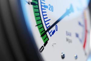 medidor de temperatura redondo isolado em um fundo branco. barômetro circular ou modelo de indicador. ilustração 3D foto