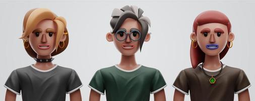 renderização 3d de personagem humana feminina premium em fundo isolado foto