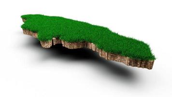 jamaica mapa solo geologia terra seção transversal com grama verde e textura do solo de rocha ilustração 3d foto