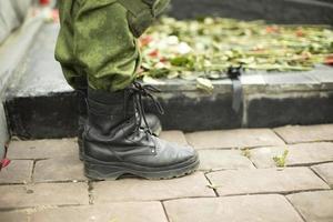botas militares. botas de soldado. foto