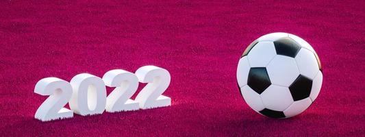 banner de texto do campeonato de futebol 2022 com bandeira nacional de cor. ilustração 3D foto