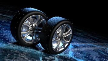 pneus de inverno no gelo. segurança do carro e conceito de condução foto