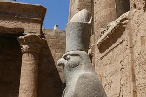 estátua de horus no templo de edfu, edfu, egito foto