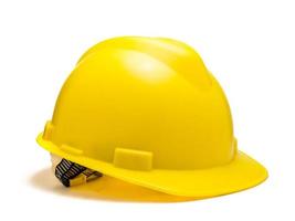 capacete de segurança amarelo isolado no fundo branco foto