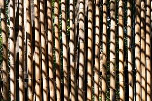 padrão de cerca de bambu seco com sombra preta foto