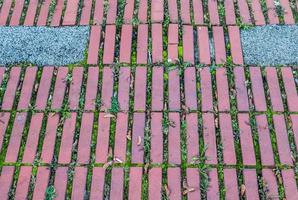 detalhado close-up em antigas estradas e passarelas históricas de paralelepípedos foto