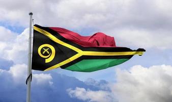 ilustração 3D de uma bandeira de vanuatu - bandeira de tecido ondulação realista. foto