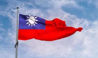 3d-ilustração de uma bandeira de taiwan - bandeira de tecido acenando realista. foto