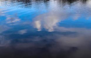 vista detalhada de perto em superfícies de água com ondulações e ondas e a luz do sol refletindo na superfície foto