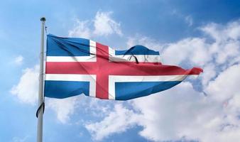 bandeira da islândia - bandeira de tecido acenando realista foto