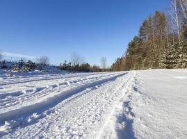 uma estrada de asfalto de inverno foto