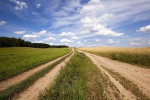 a estrada rural - a pequena estrada não asfaltada em áreas rurais foto