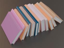 modelo de maquete de livro de cor vazia no fundo preto foto