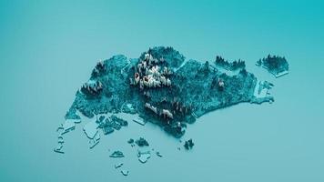 mapa topográfico de singapura ilustração hipsométrica de elevação singapurense matiz espectral mapa de relevo sombreado ilustração 3d foto