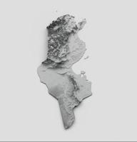 Tunísia mapa bandeira mapa de altura de cor de alívio sombreado em fundo branco ilustração 3d foto