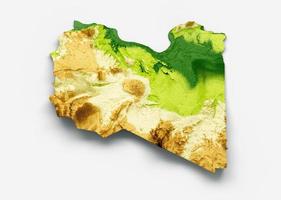 mapa da líbia mapa de altura de cor de relevo sombreado na ilustração 3d de fundo branco foto