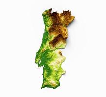 mapa de portugal mapa de altura de cor de relevo sombreado no mar ilustração 3d de fundo azul foto