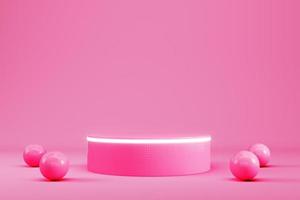 abstrato mínimo. pedestal rosa com sheres para exposição de produtos foto