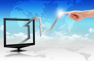 gráfico de negócios de crescimento no monitor lcd foto