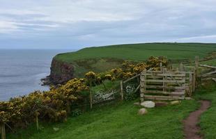 lindas falésias e caminho ao longo da costa de st bees foto