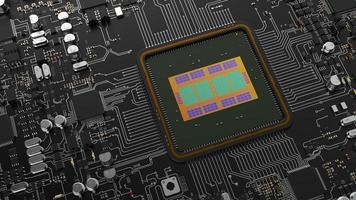 um fragmento de componentes de hardware de computador. CPU poderosa em um chip foto