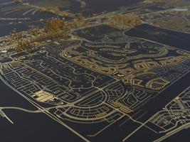 vista superior da cidade grande. ilustração em design gráfico casual. fragmento de renderização 3d dubai foto