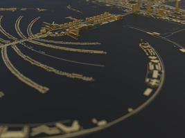 vista superior da cidade grande. ilustração em design gráfico casual. fragmento de renderização 3d dubai foto