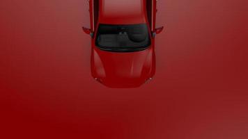 vermelho automático. Ilustração 3D de fragmentos de veículos em um fundo vermelho uniforme. foto