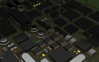 chip de processador em uma placa de circuito impresso em luz de fundo vermelha. Ilustração 3D sobre o tema da tecnologia e o poder da inteligência artificial. foto