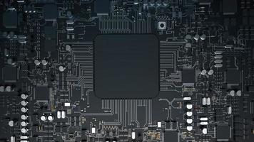 um fragmento de componentes de hardware de computador. CPU poderosa em um chip foto