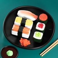 sushi cozinha tradicional japonesa comida popular. renderizar ilustração 3d foto