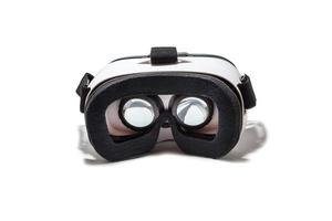 vr ar 360 cartão de óculos de realidade virtual para celular isolado no fundo branco. dispositivo para assistir filmes para viagens e entretenimento no espaço 3d. foto