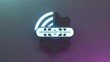 símbolo de logotipo de coisa de internet neon. conceito de io. ilustração de renderização 3D. foto