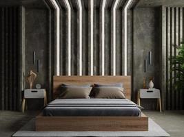 ideia de conceito de design de interiores de quarto e parede de concreto.