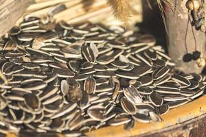 monte de sementes de girassol closeup foto