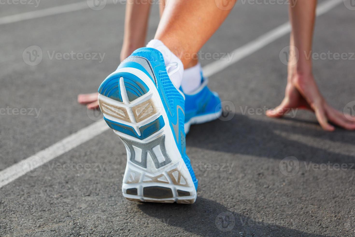 Nahaufnahme von Läufer Schuh - Laufkonzept foto