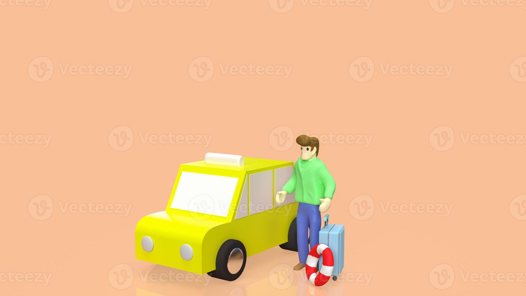 tourist und taxi für reisekonzept 3d-rendering foto