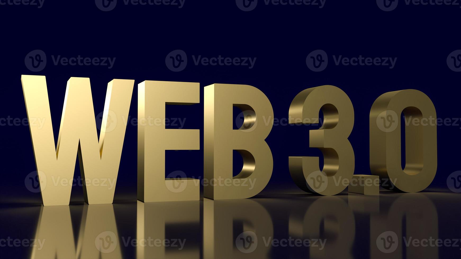 der goldene text des web 3.0 auf dem geschäftshintergrund 3d-rendering foto