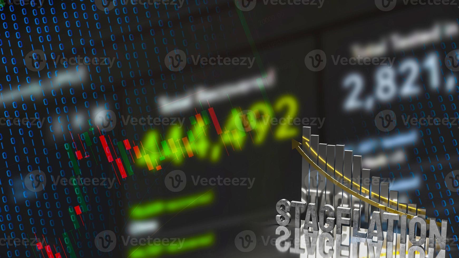 der stagflationstext auf dem diagramm für das 3d-rendering des geschäftskonzepts foto