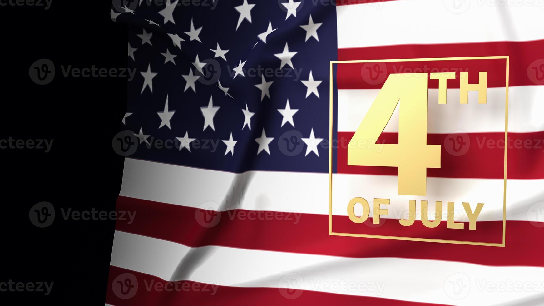 goldtext 4. juli auf amerika-flagge für feiertagsinhalt 3d-rendering foto
