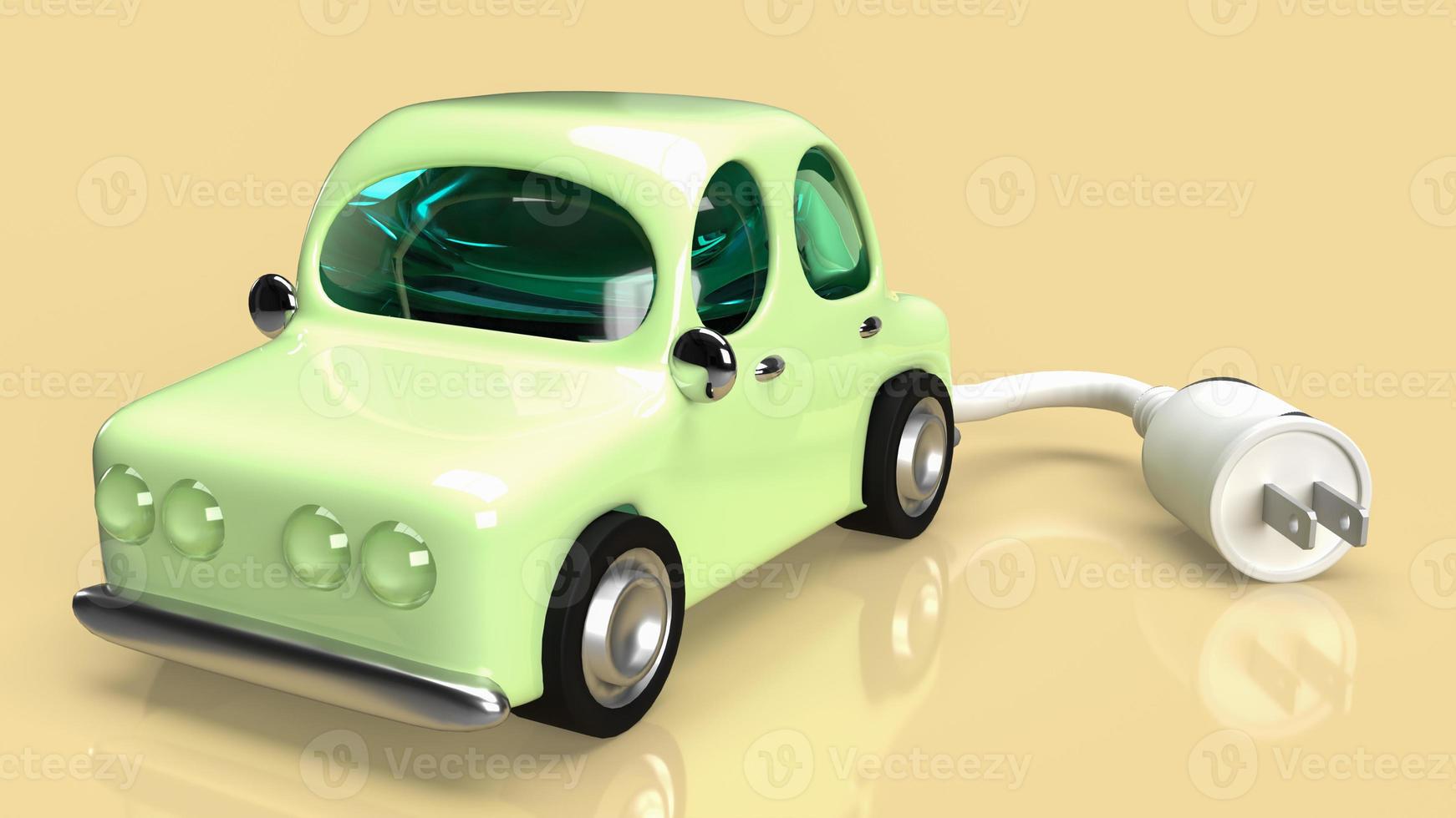 das auto und der stecker für das eco- oder automobilsystem 3d-rendering foto