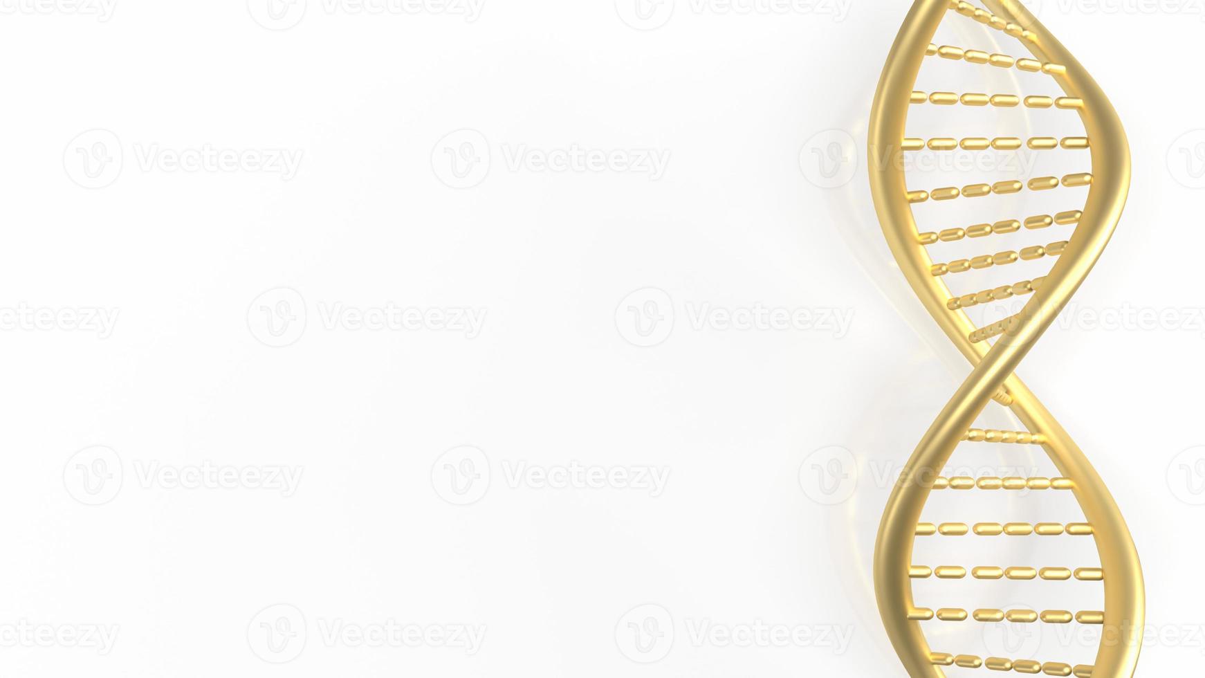 die goldene dna auf weißem hintergrund für sci- oder bildungskonzept 3d-rendering foto