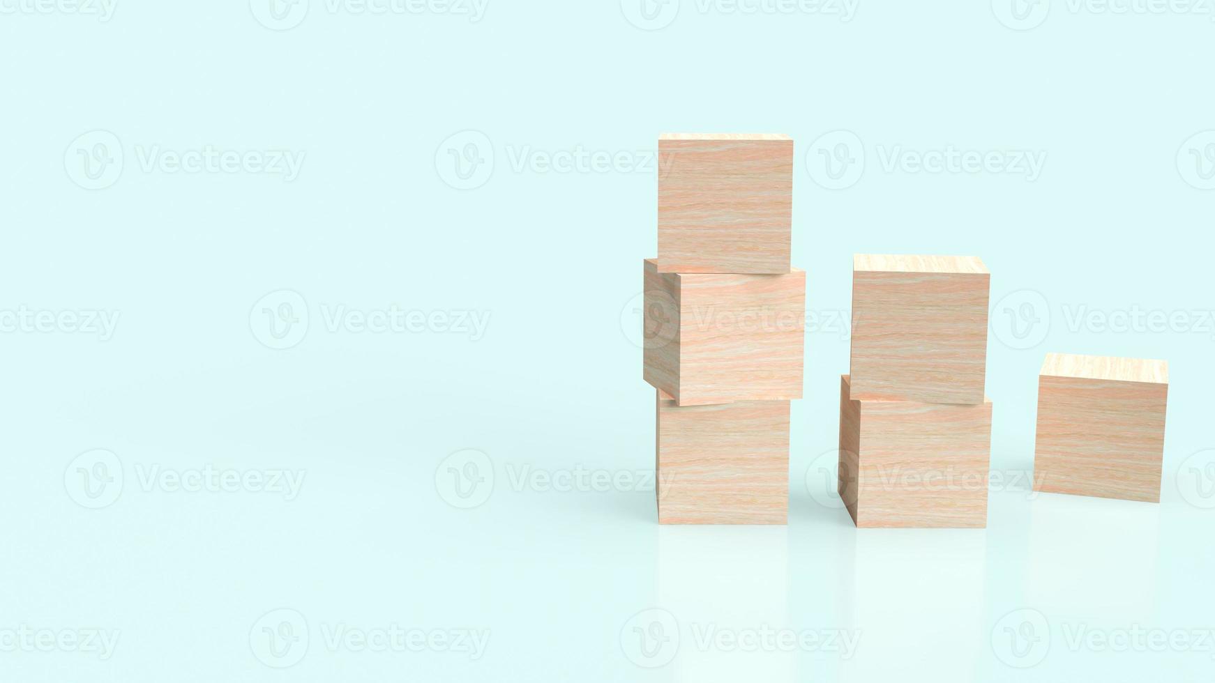 Holzwürfel auf blauem Hintergrund für abstraktes oder Geschäftskonzept 3D-Rendering foto