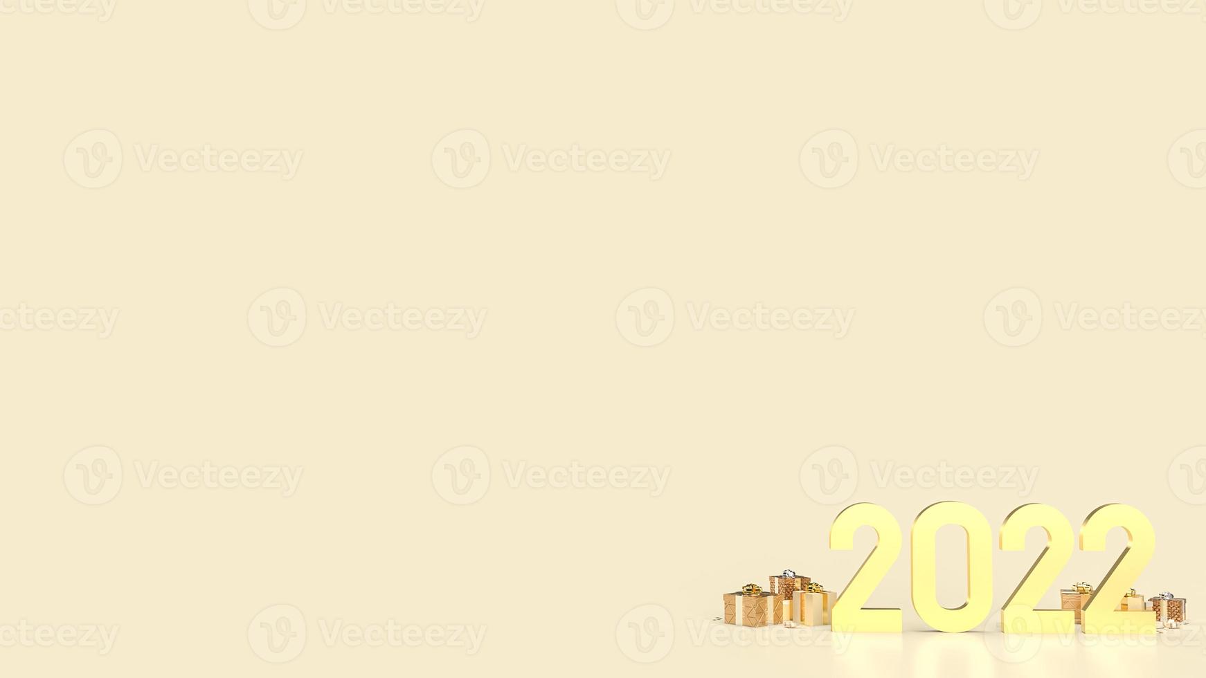 gold 2022 auf rotem hintergrund für neujahrskonzept 3d-rendering foto