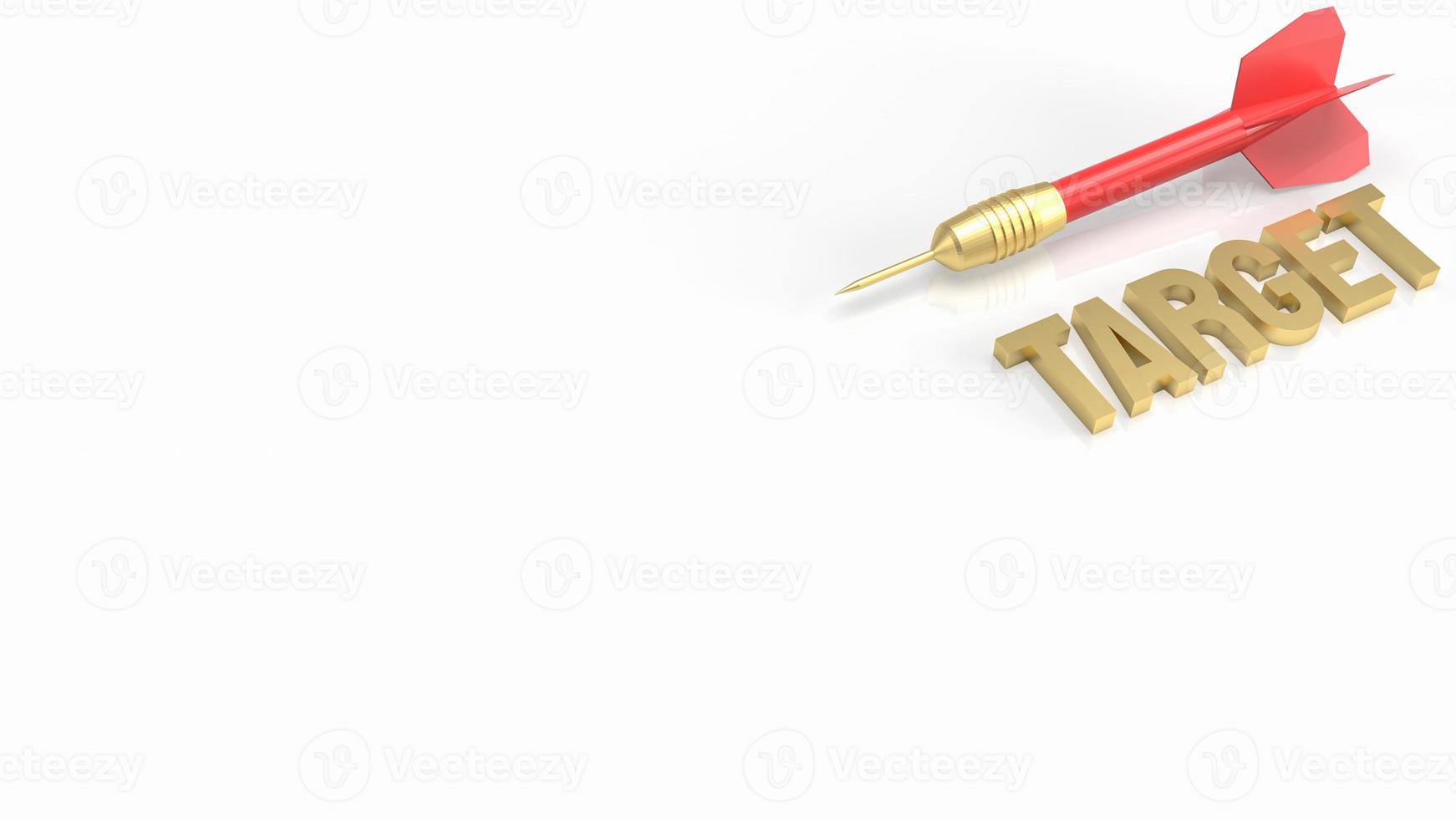 die darts und das goldziel auf weißem hintergrund für das 3d-rendering des geschäftskonzepts foto